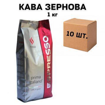 Ящик кофе в зернах Prima Italiano Rosso 1 кг ( в ящике 10 шт) 61-0002 фото
