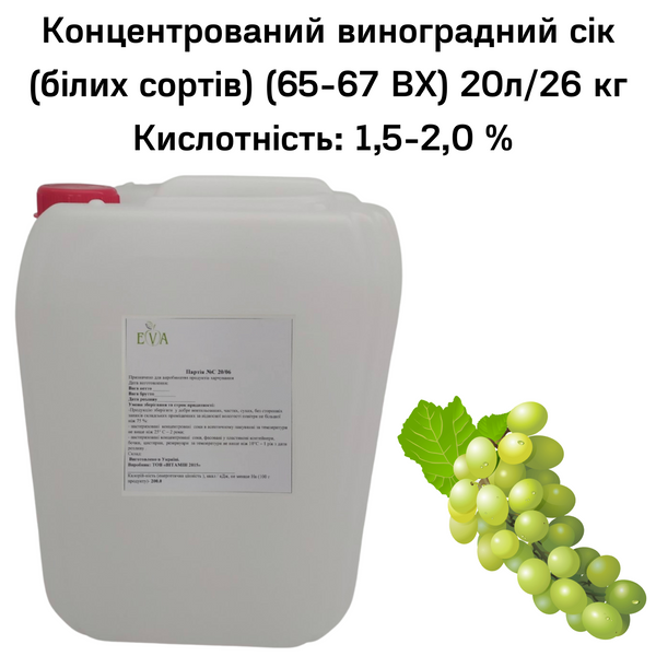 Концентрований виноград (білі сорти) (65-67 ВХ) каністра 20л/26 кг 0100019 фото