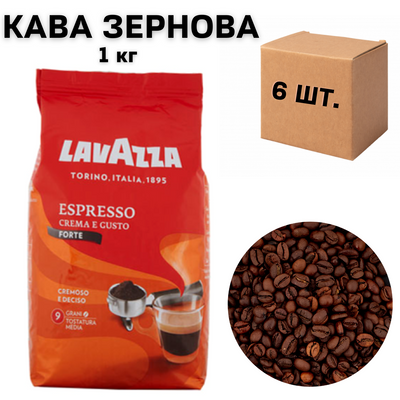 Ящик кави в зернах Lavazza Crema e Gusto Forte, 1 кг (у ящику 6 шт) 0200220 фото