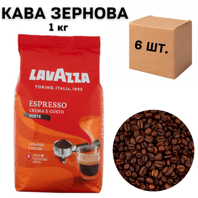 Ящик кофе в зернах Lavazza Crema e Gusto Forte, 1 кг (в ящике 6 шт) 0200220 фото