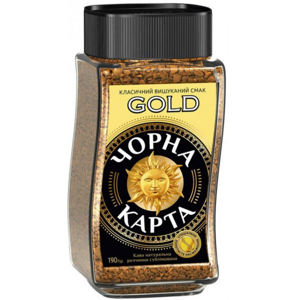 Ящик растворимого кофе Черная Карта GOLD 190 гр. в стеклянной банке (в ящике 6 шт.) 0200288 фото