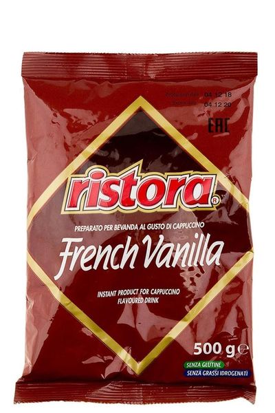 Ящик Капучіно ТМ Ristora French Vanilla, Nocciola, Amaretto, 500 гр (в ящику 10шт) 10904 фото