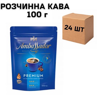 Ящик розчинної кави Ambassador Premium 100 г Еко (у ящику 24 шт) 0200346 фото