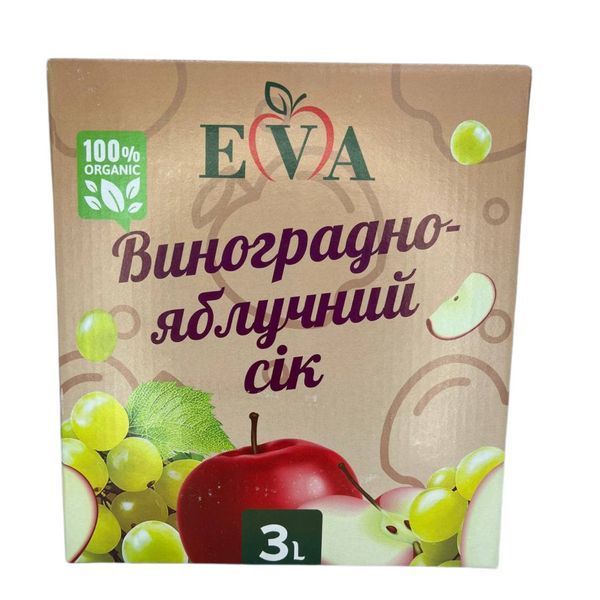Ящик сока виноградно-яблочного осветленного Bag-in-box 3 л ( в ящике 6 шт) 01-0114 фото