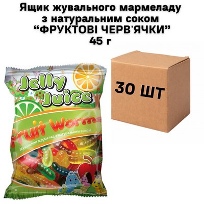 Ящик жевательного мармелада с натуральным соком Фруктовые червячки 45 г ( в ящике 30 шт) 7300011 фото