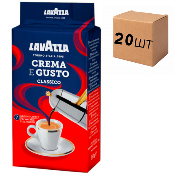 Ящик молотого кофе Lavazza Crema e gusto Classico 250 г (в ящике 20 шт) 0200178 фото