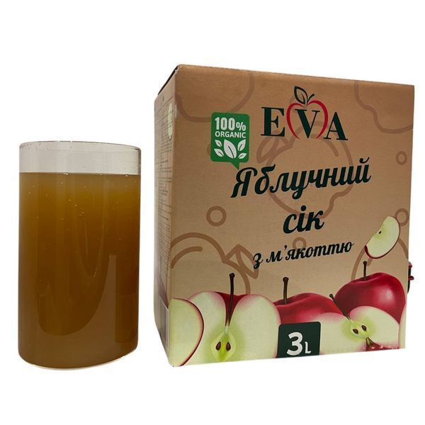 Ящик сока яблочного с мякотью Bag-in-box 3 л ( в ящике 6 шт) 01-0117 фото