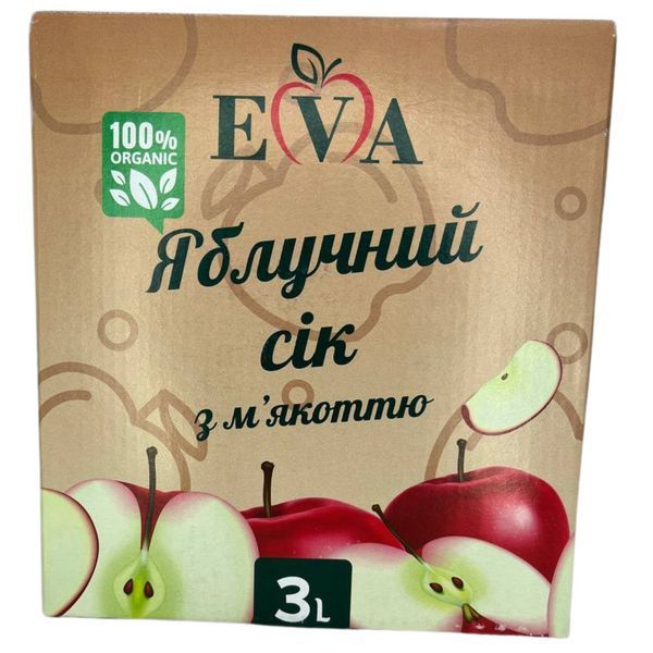 Ящик сока яблочного с мякотью Bag-in-box 3 л ( в ящике 6 шт) 01-0117 фото