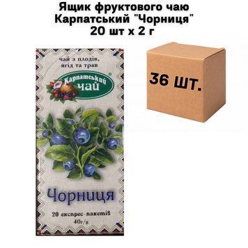 Ящик фруктового чая Карпатский "Черника" 20 шт х 2 г ( в ящике 36 шт) 02-0790 фото
