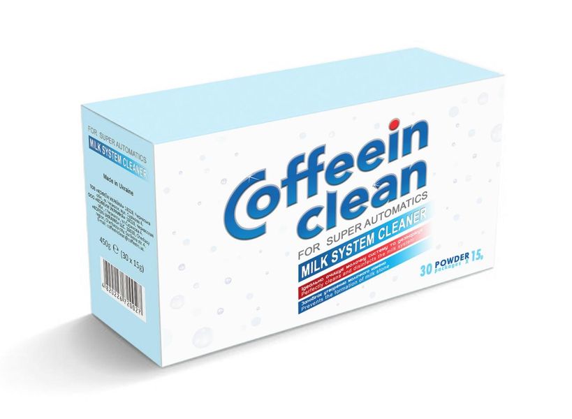 Ящик засобу Coffeein clean MILK system cleaner (порошок) для очищення молочної системи 450гр.(у ящику 30шт) 10102 фото