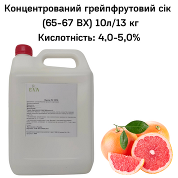 Концентрований грейпфрутовий сік (65-67 ВХ) каністра 10л/13 кг 01-0081 фото