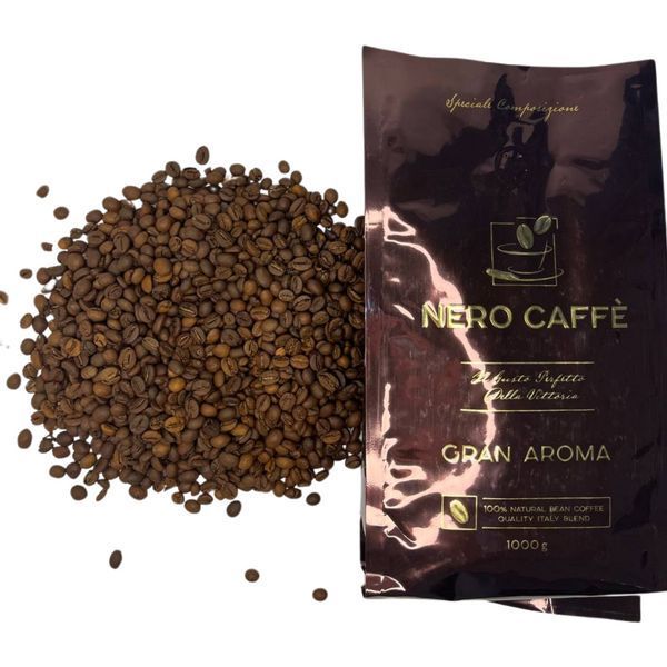 Ящик кофе в зернах NERO CAFFE Gran Aroma 1 кг ( в ящике 10 шт) 49-0019 фото