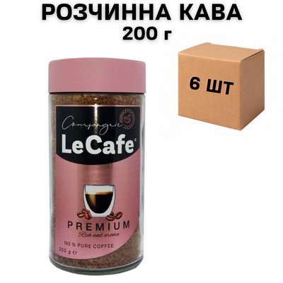 Ящик растворимого кофе Le Cafe Premium 200 г (в ящике 6 шт.) 0200511 фото