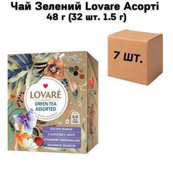 Ящик Чай Зелений Lovare Асорті 48 г (32 шт. 1.5 г) (в ящику 7 шт) 02-0595 фото