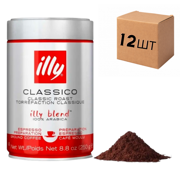 Ящик кофе молотый illy Classico Espresso Medium 250 гр. ж/б (в ящике 12 шт) 0200162 фото