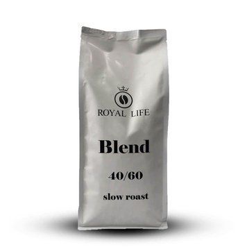 Кава в зернах Royal-Life Купаж Slow Roast 40% арабіка, 60% робуста , 1 кг 04-0057 фото