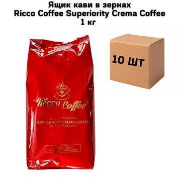 Ящик кави в зернах Ricco Coffee Superiority Crema Coffee 1 кг (у ящику 10 шт) 02-0928 фото