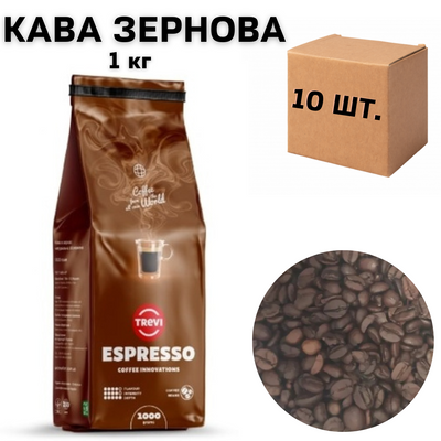 Ящик кофе в зернах Trevi Espresso 1кг ( в ящике 10 шт) 0300004 фото