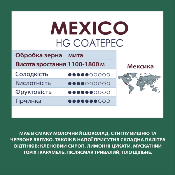 Кава в зернах Мексика HG Coatepec 100% арабіка 500г 1300022 фото