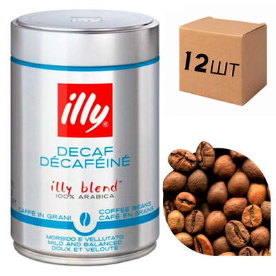 Ящик кофе в зернах Illy Caffe Decaffeinato 250гр (в ящике 12шт) 0200148 фото