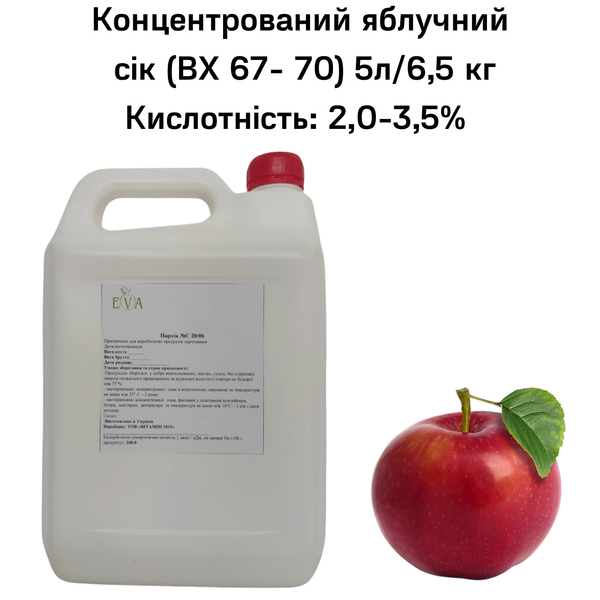 Концентрований яблучний сік (ВХ 67-70) каністра 5л/6,5 кг 0100013 фото