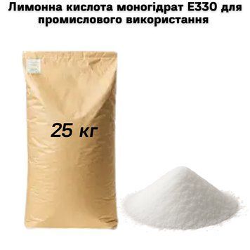 Лимонна кислота моногідрат Е330 для промислового використання 25 кг (мішок) 15-0027 фото