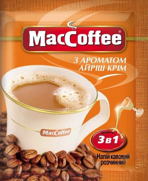 Ящик растворимого кофе MacCoffee Айриш Крим 3в1 18г*20шт. (в ящике 25 шт. упаковок) 0200246 фото