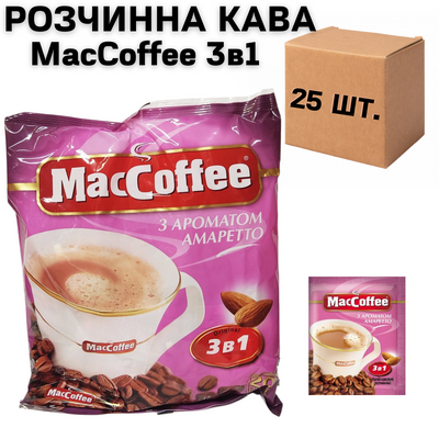 Скринька розчинної кави MacCoffee Амаретто 3в1 18г*20шт. (у ящику 25 шт. упаковок) 0200247 фото