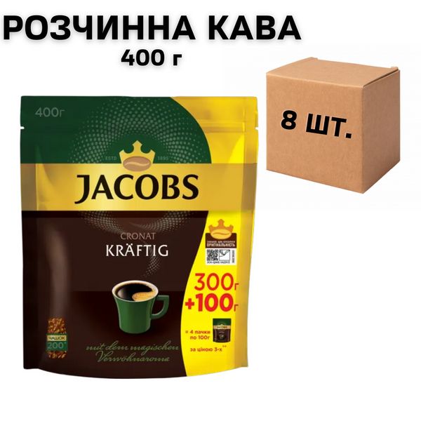 Ящик растворимого кофе Jacobs Cronat Kraftig 400 г (в ящике 8 шт) 0200435 фото