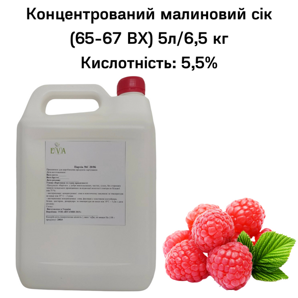 Концентрований малиновий сік (65-67 ВХ) каністра 5л/6,5 кг 0100015 фото