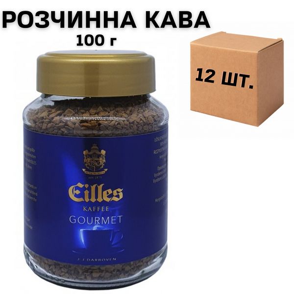 Ящик растворимого кофе Eilles Gourmet Cafe в стеклянной банке 100 гр. (в ящике 12 шт) 0200266 фото