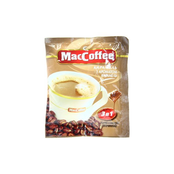 Ящик растворимого кофе MacCoffee Карамель 3в1 18г*20шт. (в ящике 25 шт. упаковок) 0200248 фото