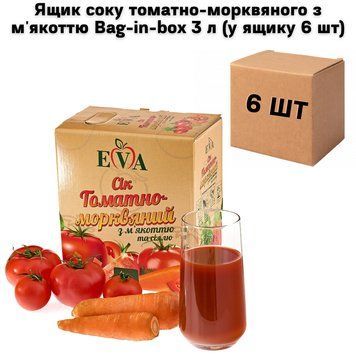 Ящик соку томатно-морквяного з м'якоттю Bag-in-box 3 л (у ящику 6 шт) 01-0158 фото