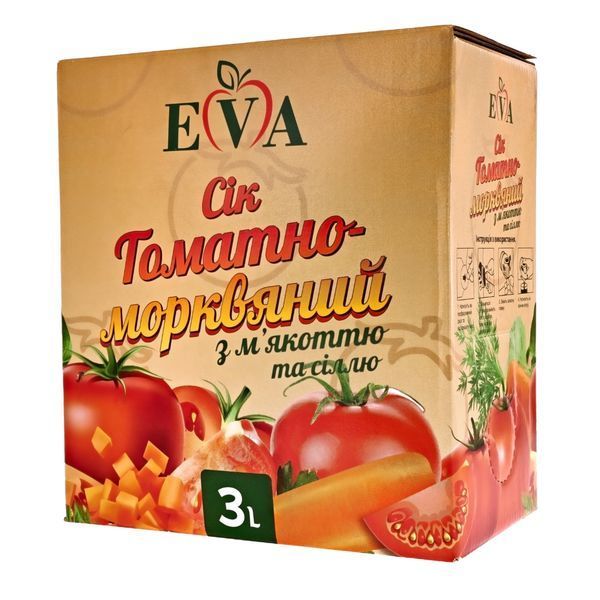 Ящик сока томатно-морковного с мякотью Bag-in-box 3 л ( в ящике 6 шт) 01-0158 фото