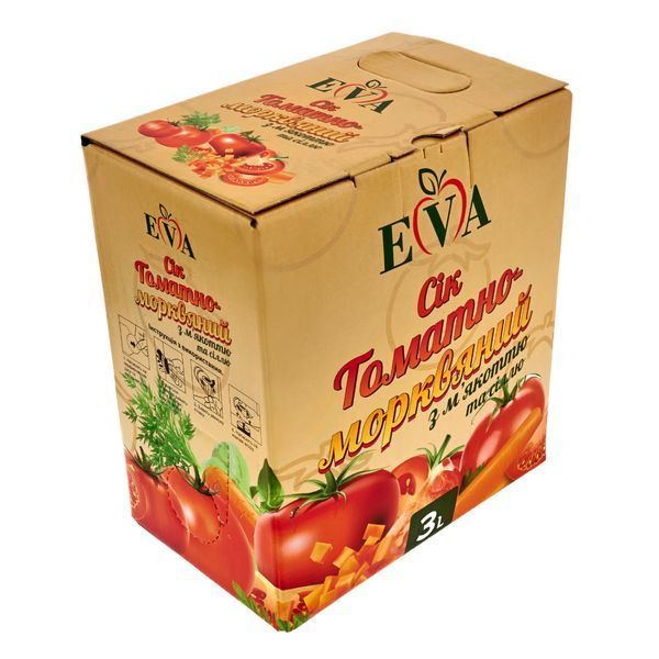 Ящик сока томатно-морковного с мякотью Bag-in-box 3 л ( в ящике 6 шт) 01-0158 фото