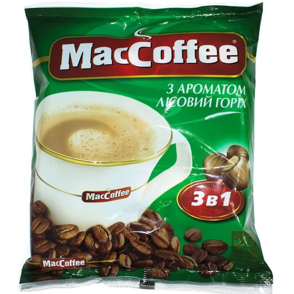 Ящик растворимого кофе MacCoffee Лесной Орех 3в1 18г*20шт. (в ящике 25 шт. упаковок) 0200249 фото