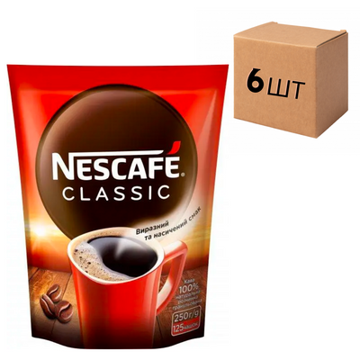 Ящик розчинної кави Nescafe Classic 250 гр. (у ящику 6 шт) 0200107 фото