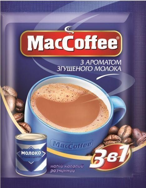 Ящик растворимого кофе MacCoffee Сгущенное Молоко 3в1 18г*20шт. (в ящике 25 шт. упаковок) 0200250 фото