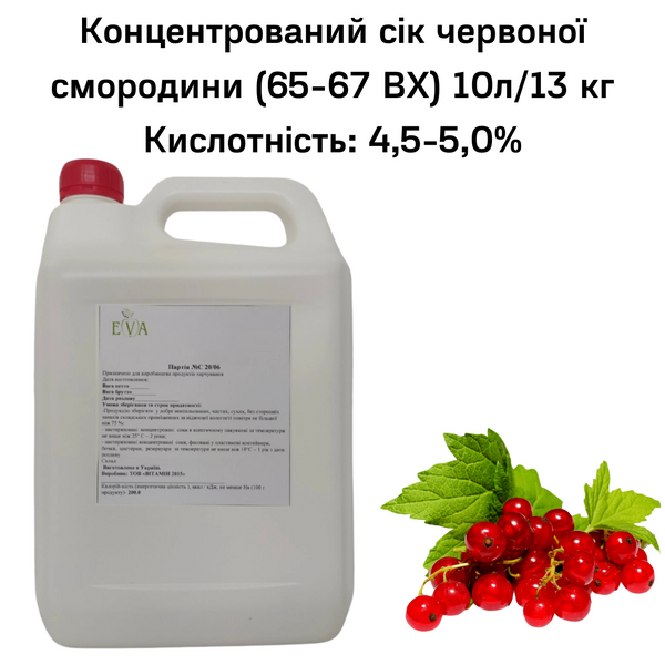 Концентрированный сок красной смородины (65-67 ВХ) канистра 10л/13 кг 0100027 фото