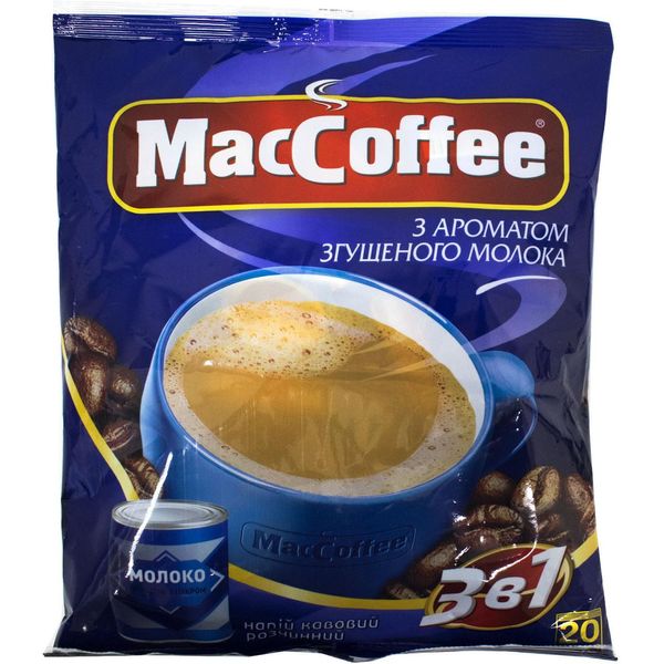 Ящик растворимого кофе MacCoffee Сгущенное Молоко 3в1 18г*20шт. (в ящике 25 шт. упаковок) 0200250 фото