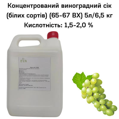 Концентрований виноградний сік (білих сортів) (65-67 ВХ) каністра 5л/6,5 кг 0100019 фото