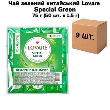 Ящик Чай зеленый китайский Lovare Special Green 75 г (50 шт. х 1.5 г) ( в ящике 9 шт) 02-0604 фото