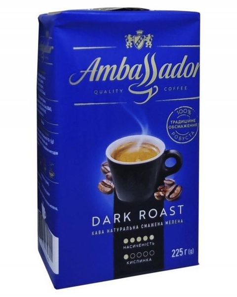 Ящик кави мелена Ambassador Dark Roast 225 г (у ящику 12 шт) 0200319 фото