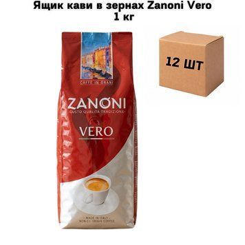 Ящик кави в зернах Zanoni Vero 1 кг (у ящику 12 шт) 02-0038 фото