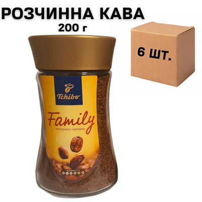 Ящик розчинної кави Tchibo Family 200 гр. у скляній банці (у ящику 6 шт.) 0200272 фото