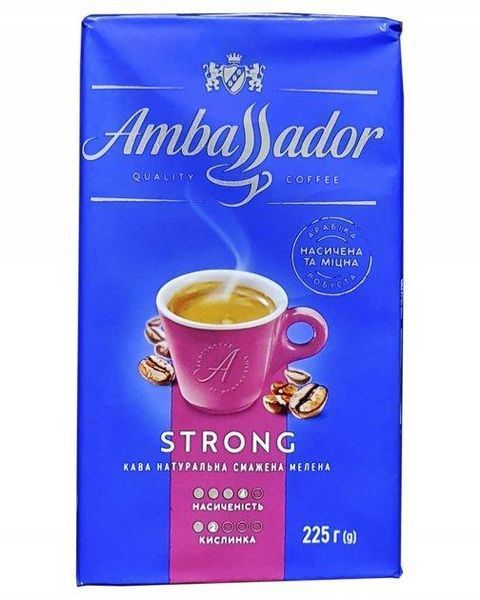 Ящик кофе молотый Ambassador Strong 225 г (в ящике 12 шт) 02-0321 фото