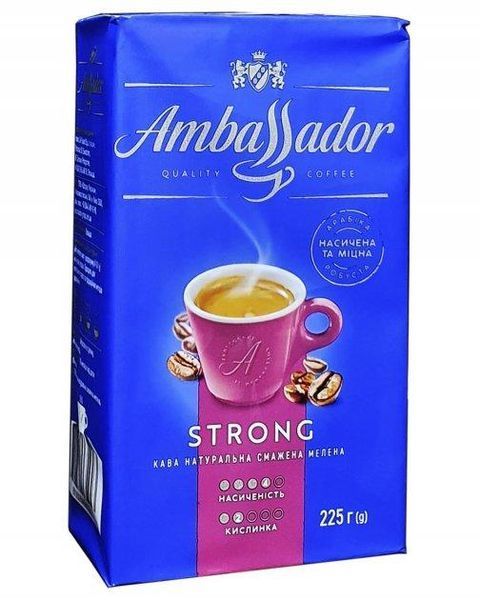 Ящик кофе молотый Ambassador Strong 225 г (в ящике 12 шт) 02-0321 фото