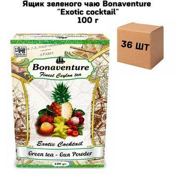 Ящик зеленого чаю Bonaventure "Exotic cocktail" 100 г (у ящику 36 шт) 02-0112 фото