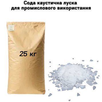 Сода каустична луска для промислового використання 25 кг (мішок) 15-0033 фото