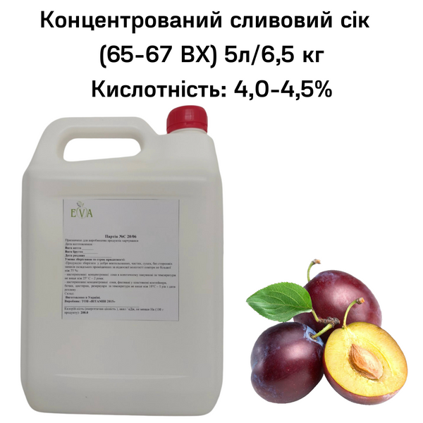 Концентрований сік сливовий (65-67 ВХ) каністра 5л/6,5 кг 0100025 фото